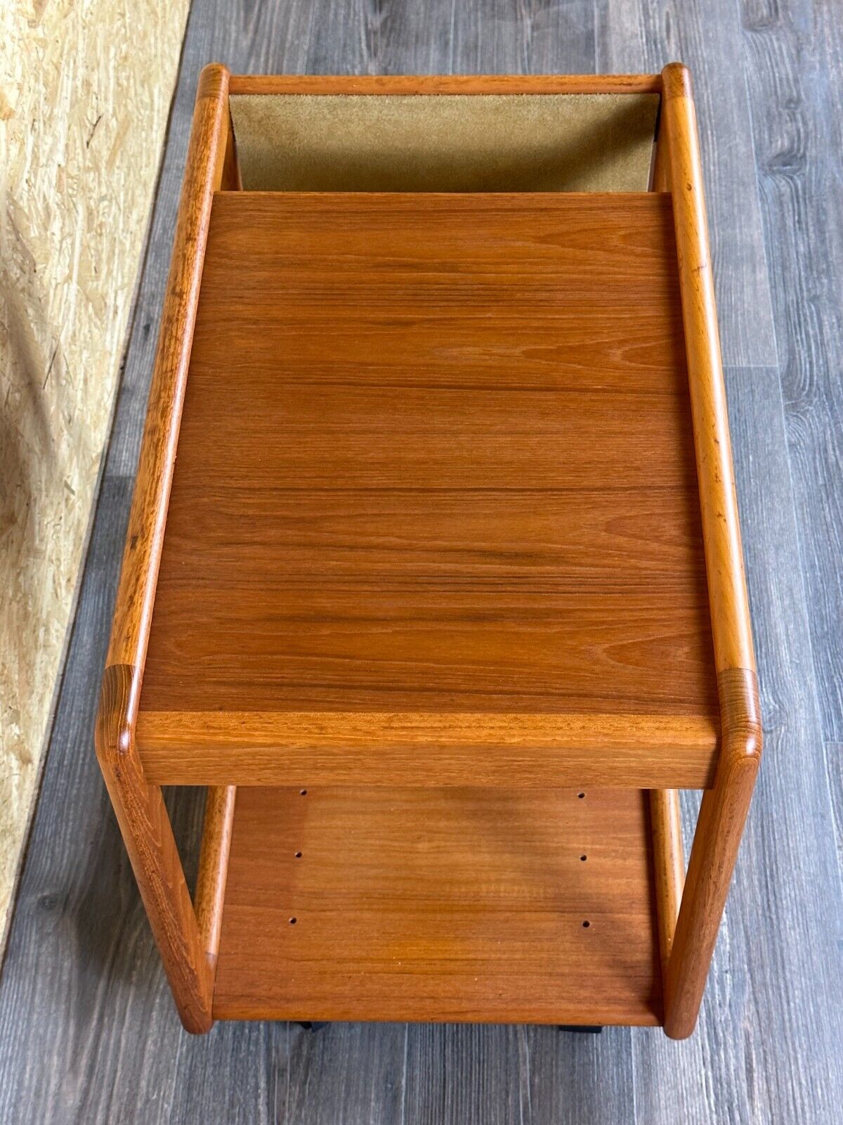 60s 70s teak table side table newspaper stand Danish Design Denmark