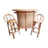 Rattan bar with two stools
