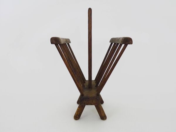 Porte- revues brutaliste en bois des années 1950