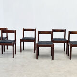 Set of six leather "Carimate" dining chairs by Vico Magistretti for Cassina