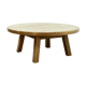 Brutalist Solid Oak Round Coffee Table 1970s