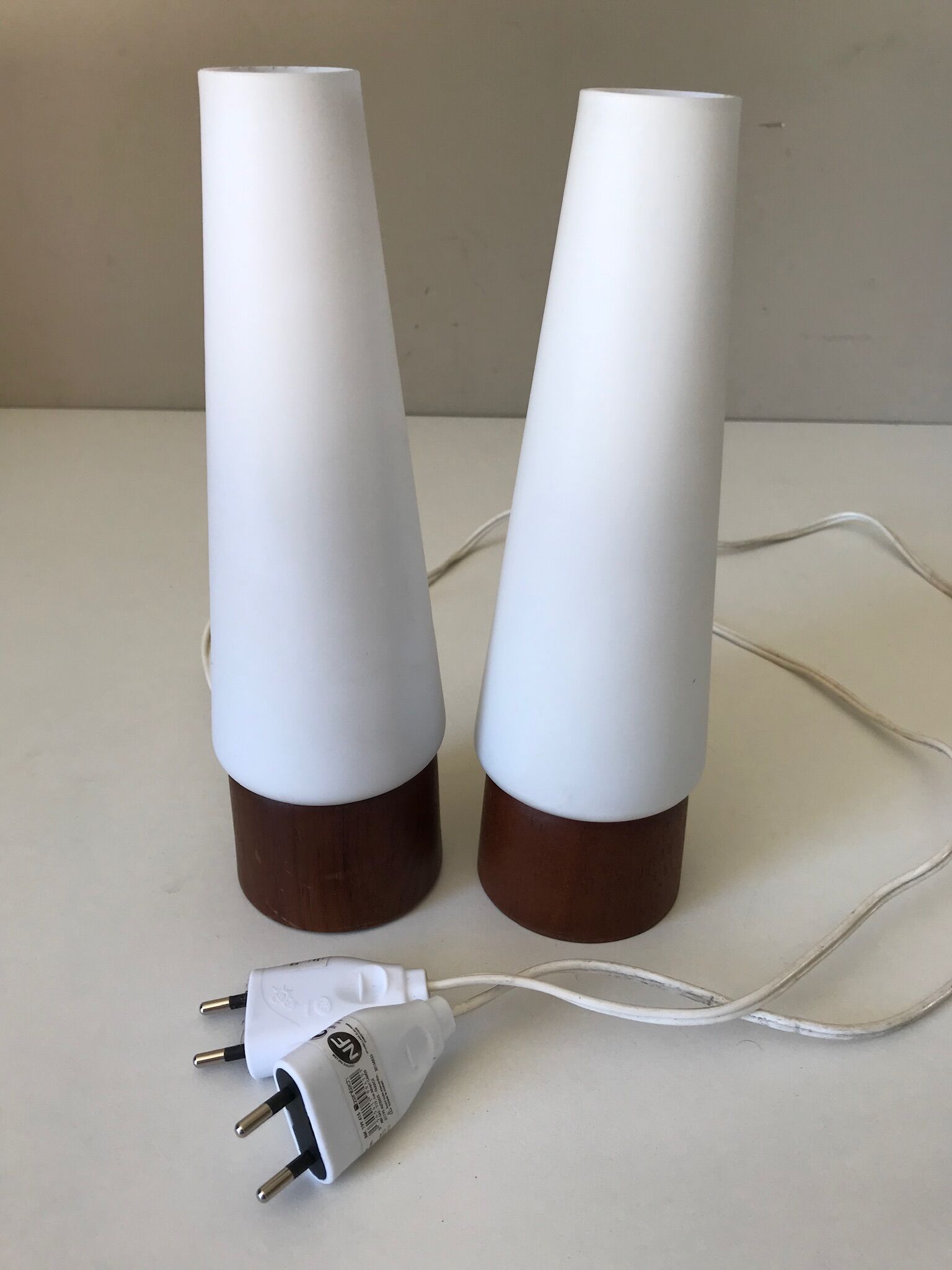 Pair of Philips teak lamps 60s