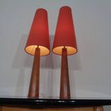 Mid-Century Filigree Danish Teak Table Lamps, 1950s, Set of 2
