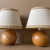 Set of 2 solid wood bedside lamps