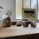 Anthropomorphic ceramic teapot, cups and bowl set