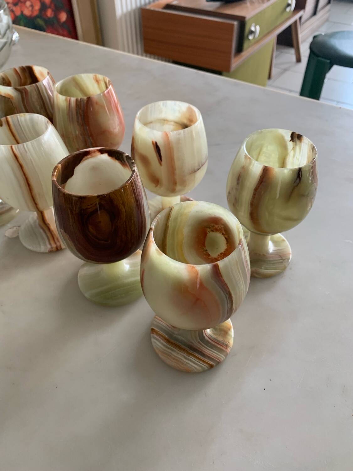 Vintage Onyx Glass Lot Circa 1970