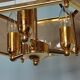 Brass pendant lamp and five-faceted vintage smoked glasses