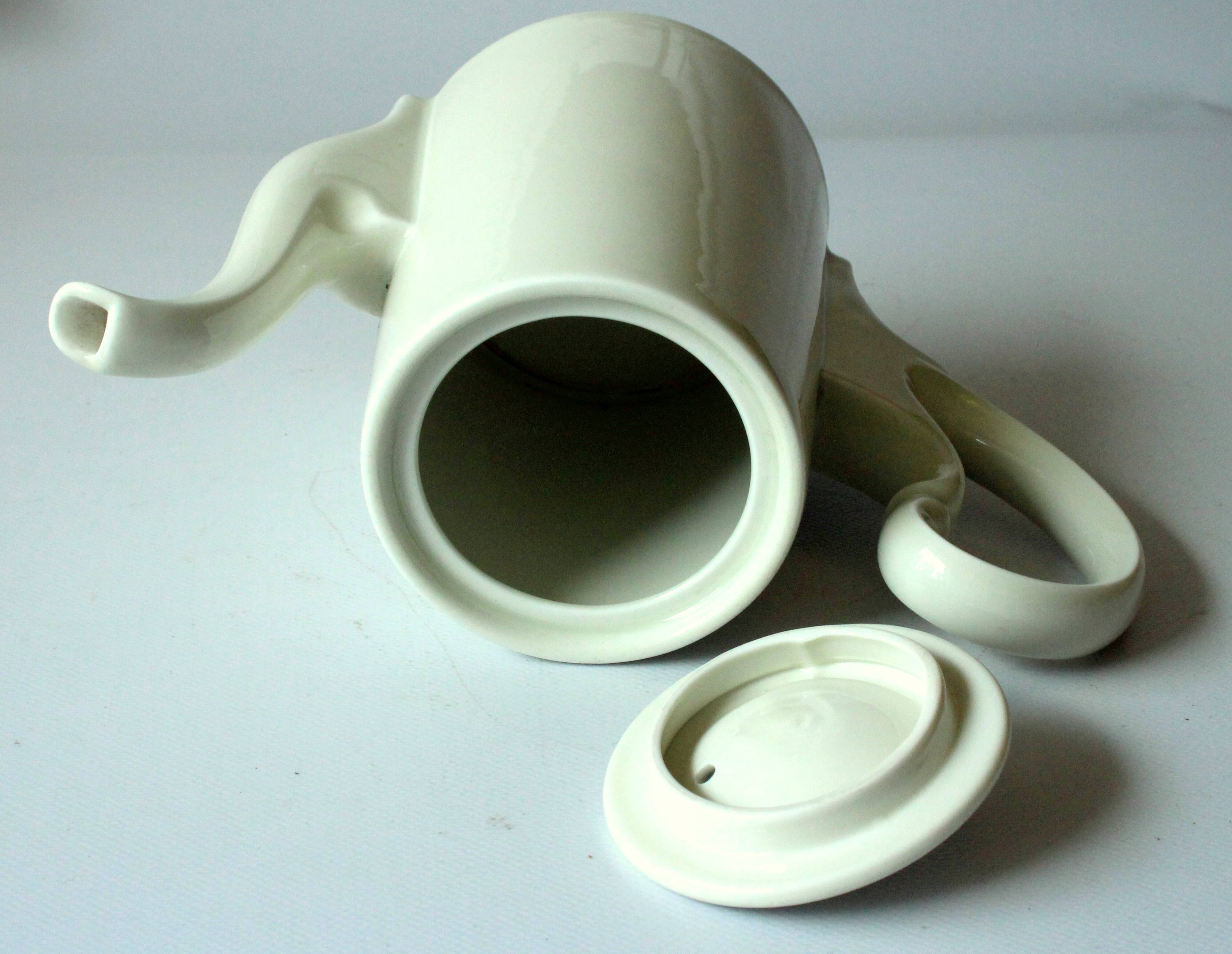Cafetière en porcelaine HKE avec capot chauffant en métal argenté - Vintage