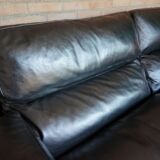 Black Leather Sofa by Tito Agnoli for Poltrona Frau, Italy, 1980s