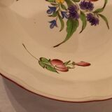 Hollow and round dish, Lunéville porcelain service, flowers (tulip, rose) early twentieth century