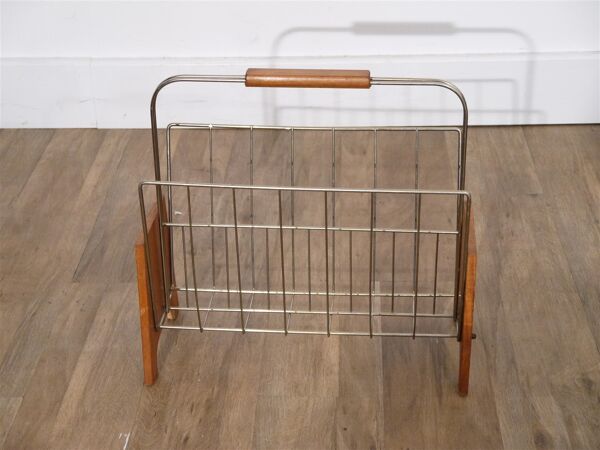 Porte revue vintage scandinave en teck et métal 1960