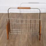 Scandinavian vintage magazine door in teak and metal 1960