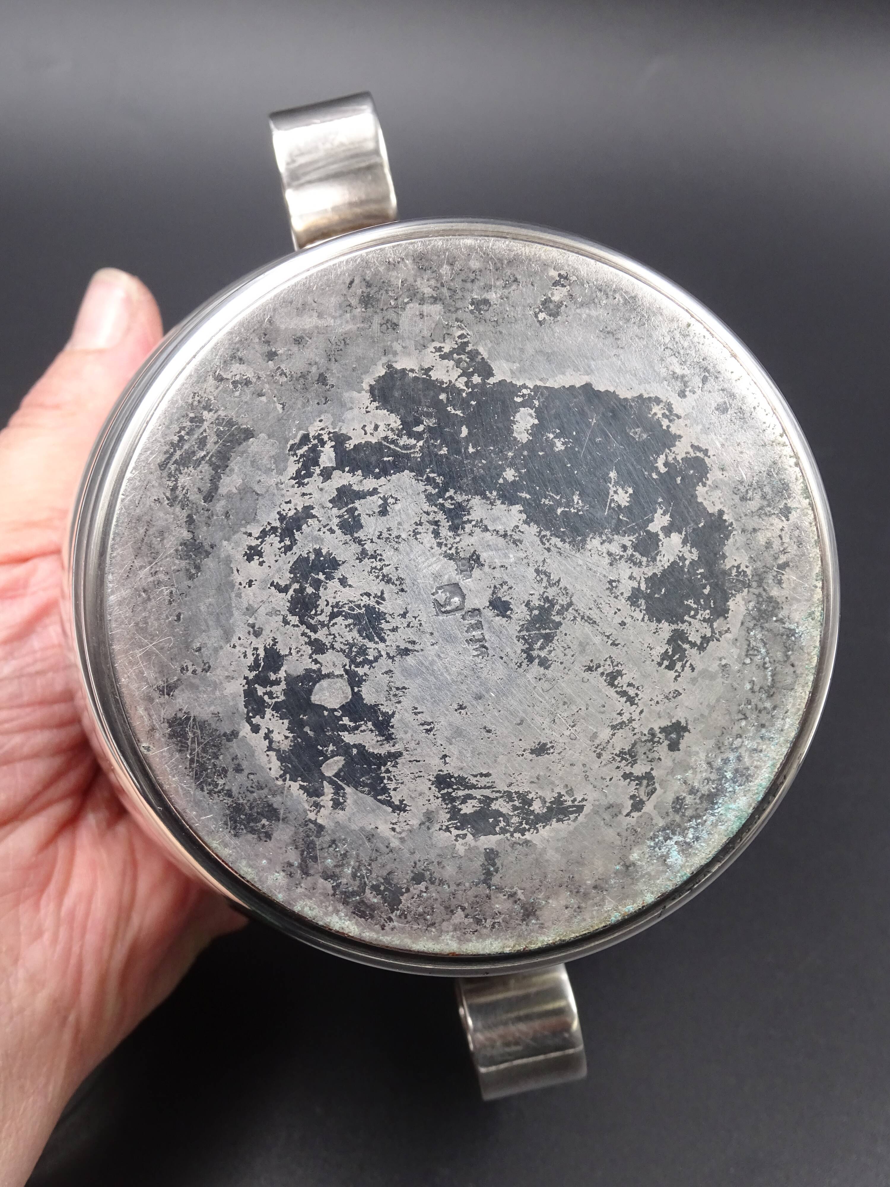 Silver metal ice bucket circa 1950