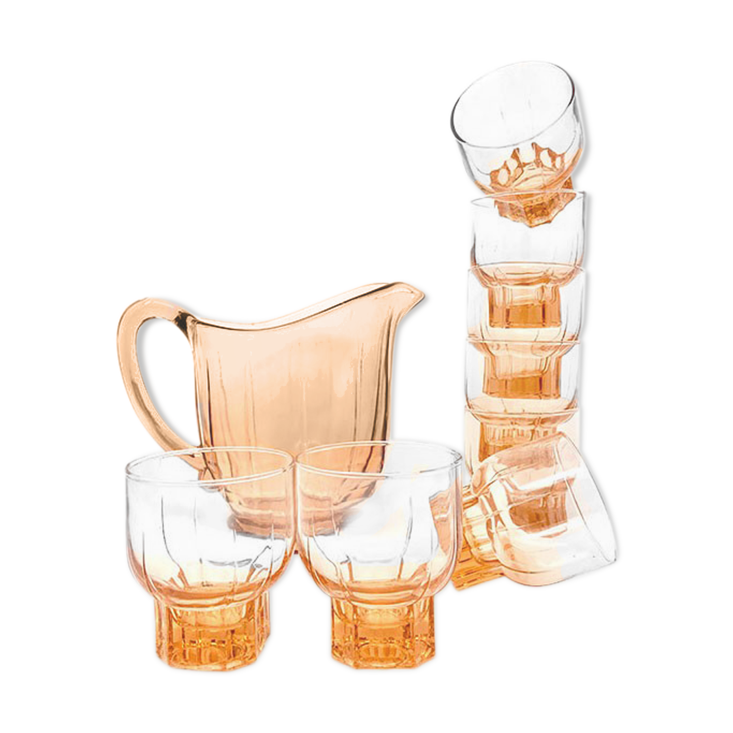 Pink glass lemonade serving