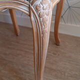 Set of 4 dining chairs in white ceruse wood Louis XV style