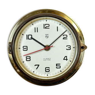 Vintage german brass ship clock from Philips, 1970s