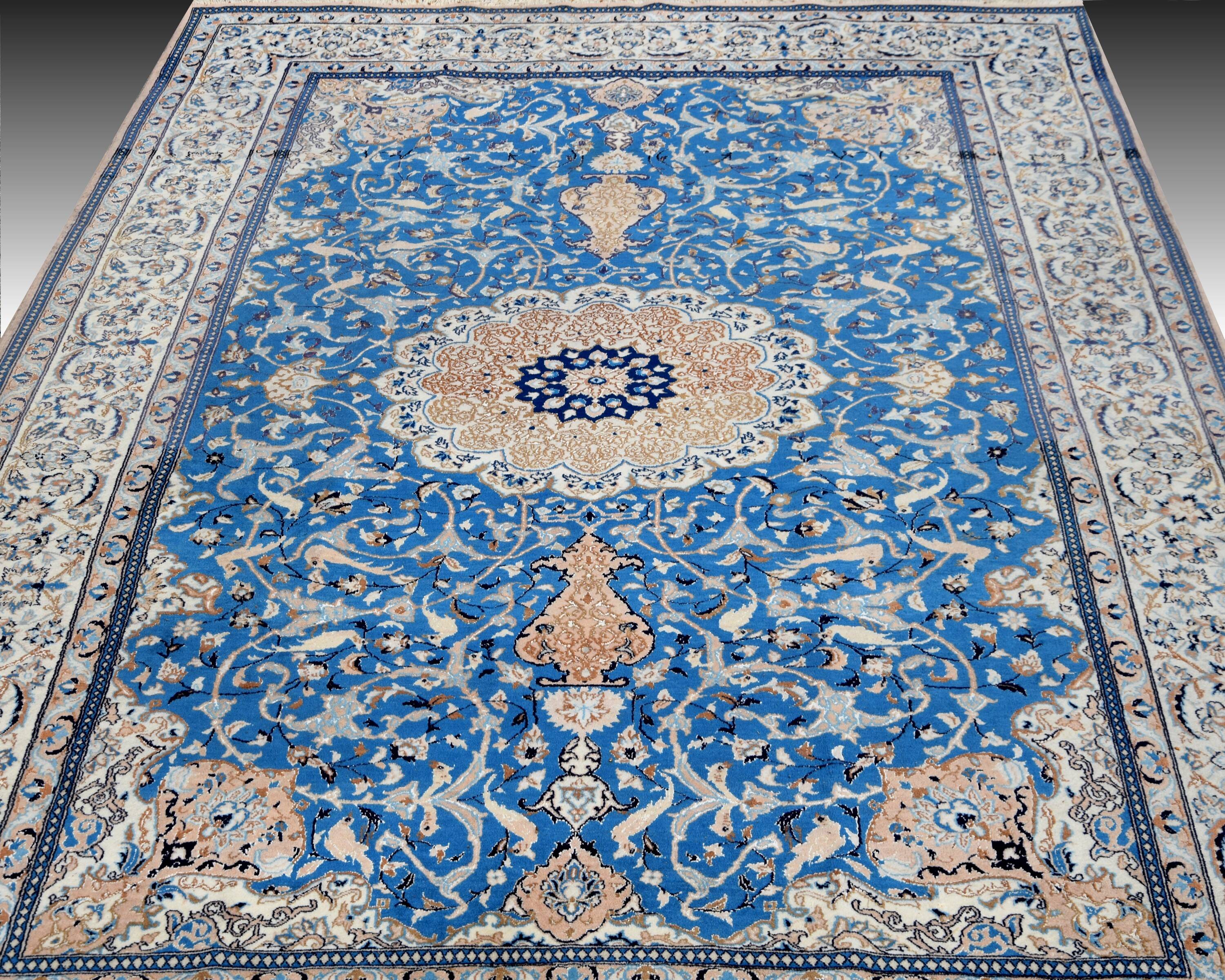Tapis d'Orient Persan Iran Naïn laine et soie -3.20 X 210 Mètres