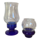 Paire de bougeoirs bleu cobalt en verre