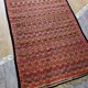 Grand tapis kilim ancien aux motifs géométriques tribaux 260 x 130 cm