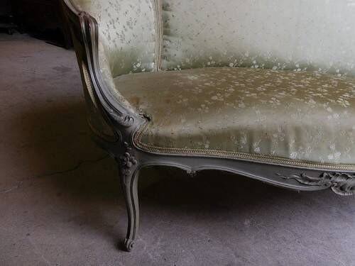 LOUIS XV 2-SEATER SOFA GREEN GREY