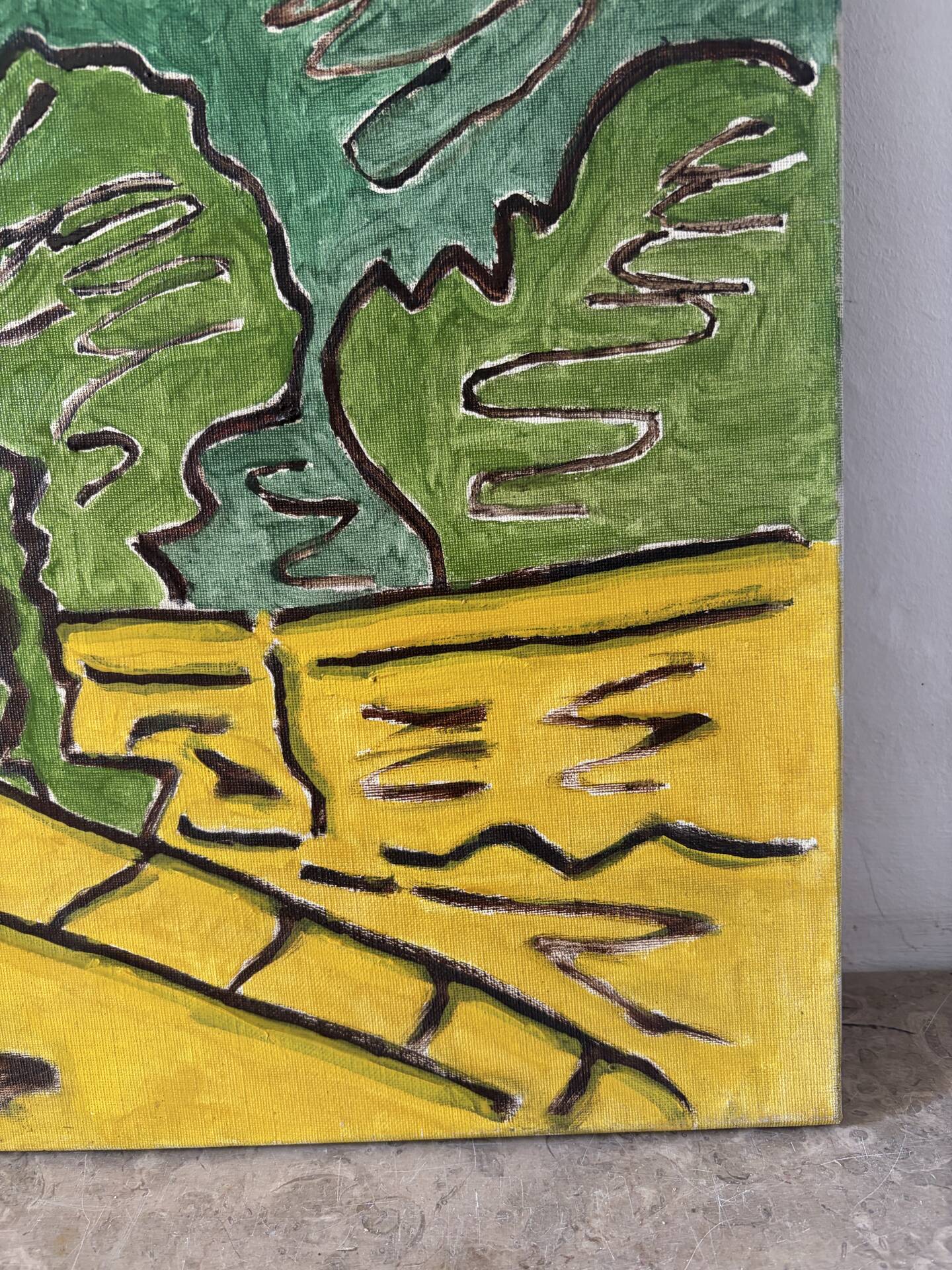 Landscape from the balcony, oil on canvas signed 1982
