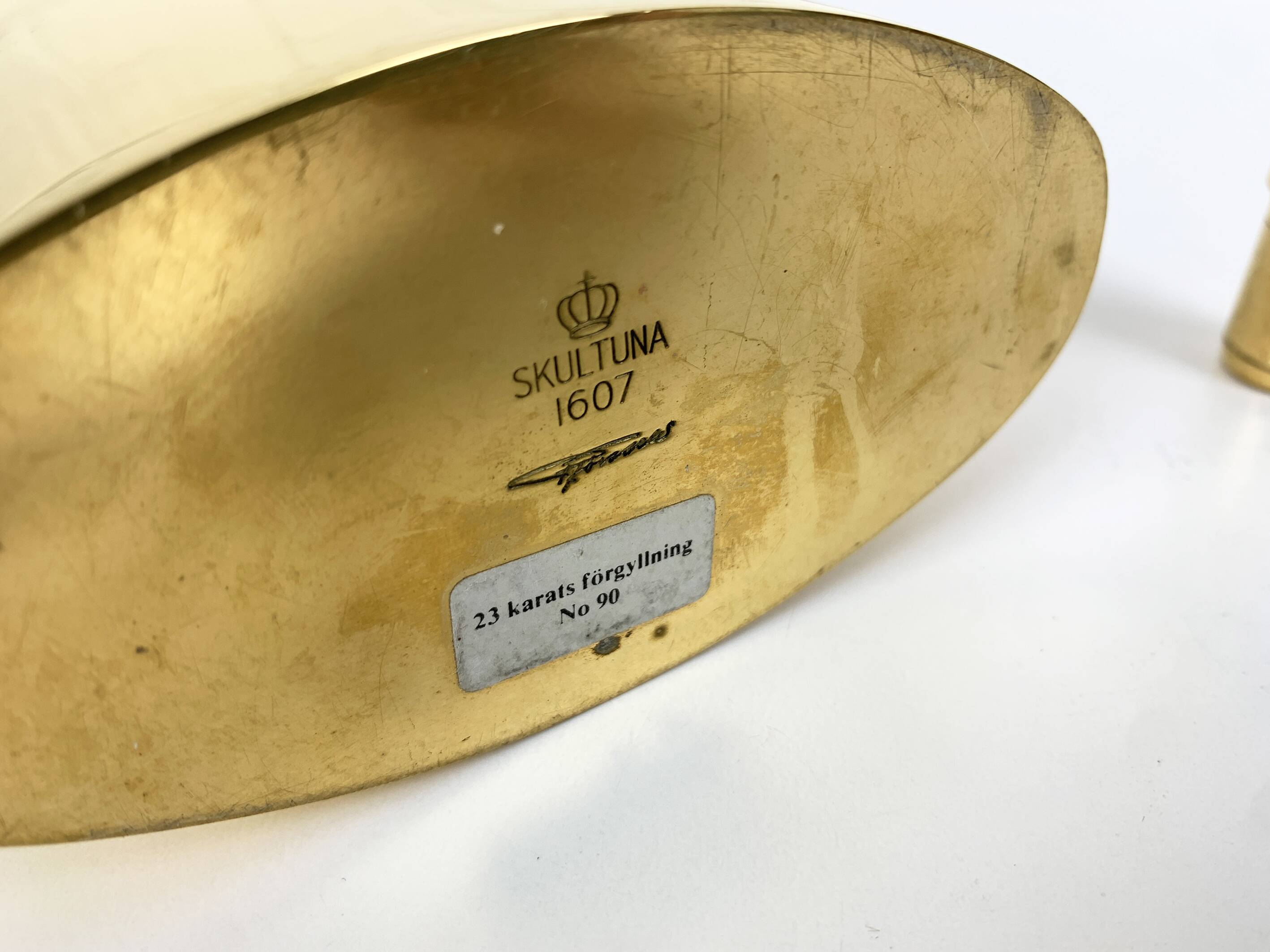 23 carat gold plated brass carafe, Pierre Forssell for Skultuna, 1960