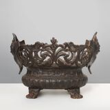 Cast Iron planter decorated with masks and lion paws, France 1850s