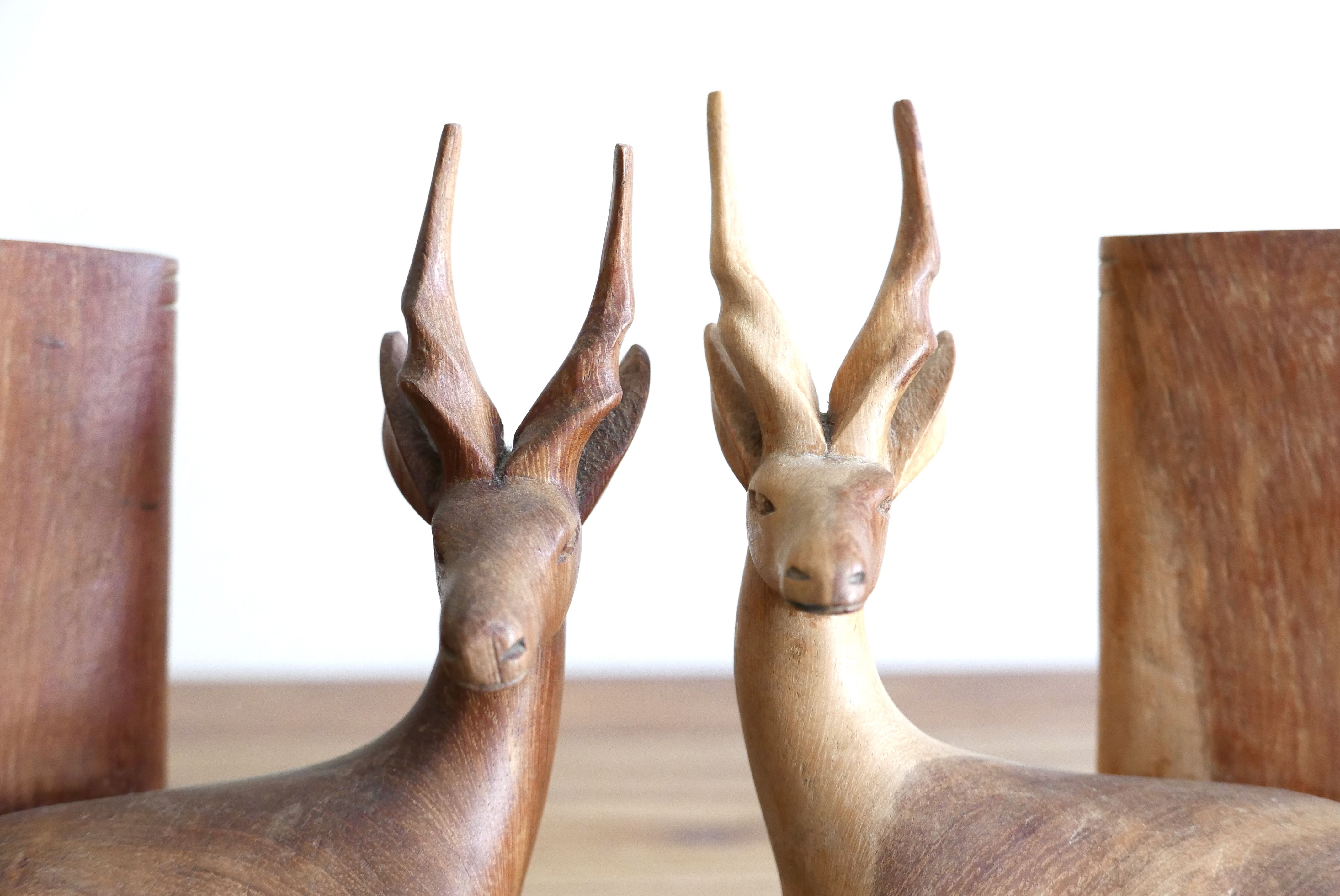 Bookends gazelles wooden carved early 1970s
