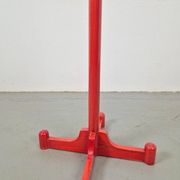 Postmodern Red Stained Beech Coat Rack with Balls, Italy, 1970s