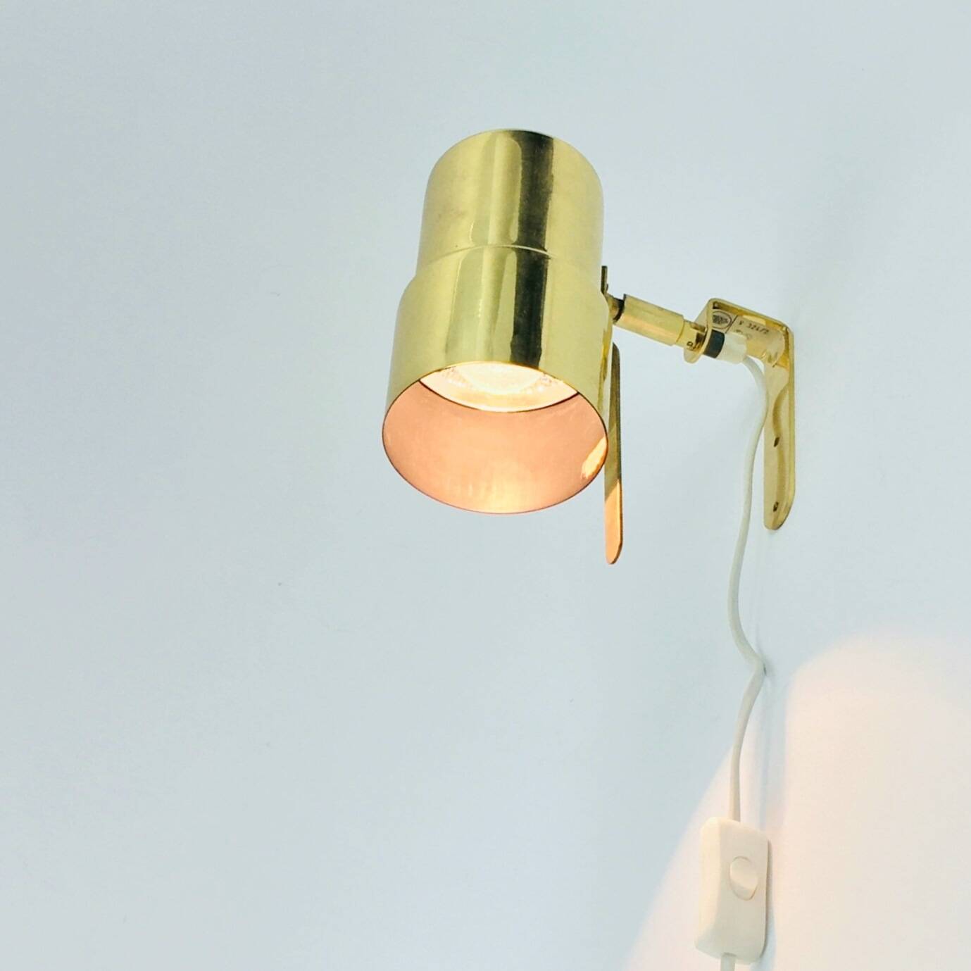 Pair Of Mid Century Scandinavian Brass Wall Lights By H.A. Jakobsson, 1960s