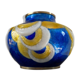Azar Laguionie modernist art deco vase in Limoges enamels