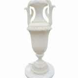 Neoclassical alabaster urn lamp on column