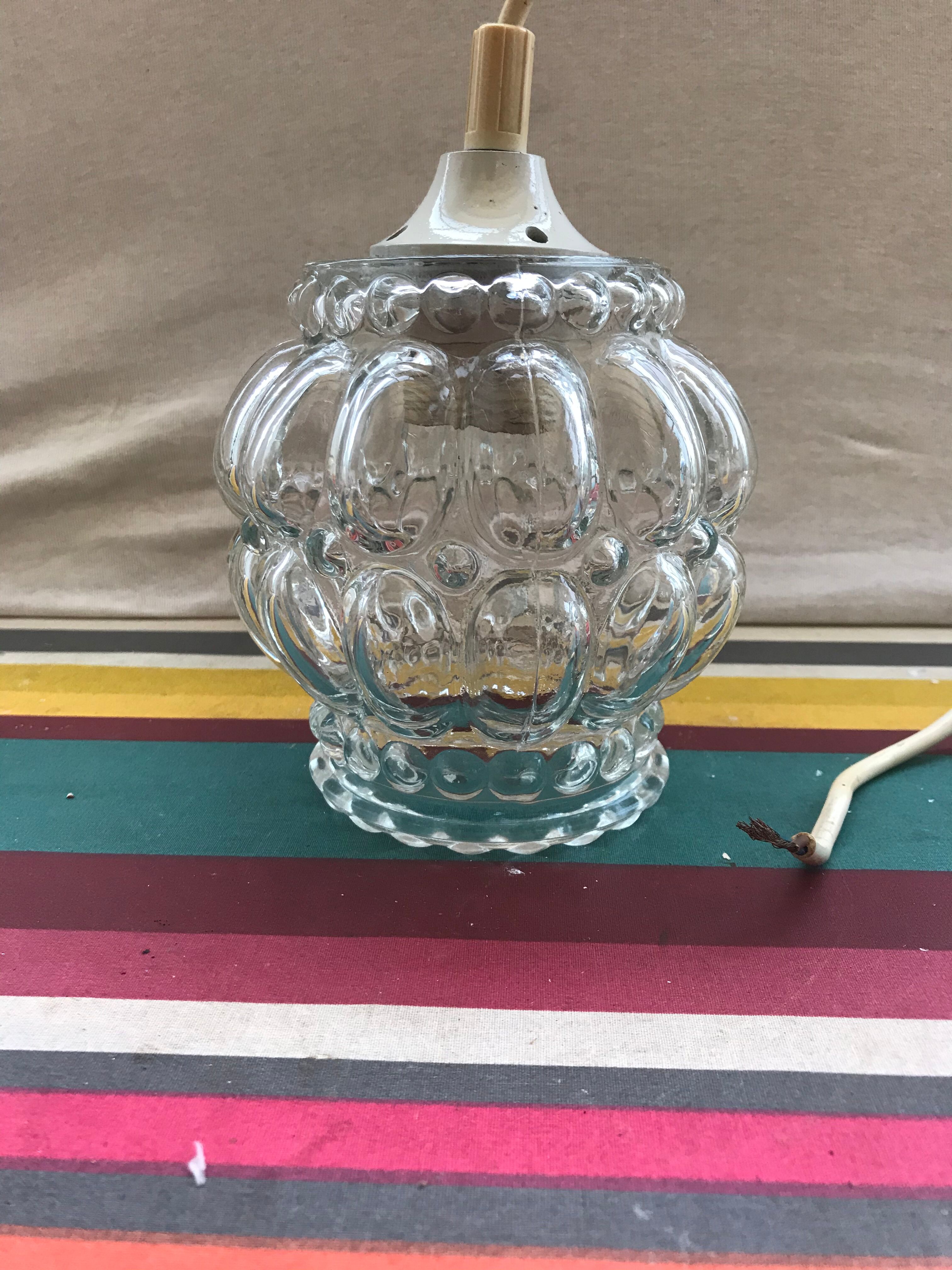 Old glass pendant light, 70s