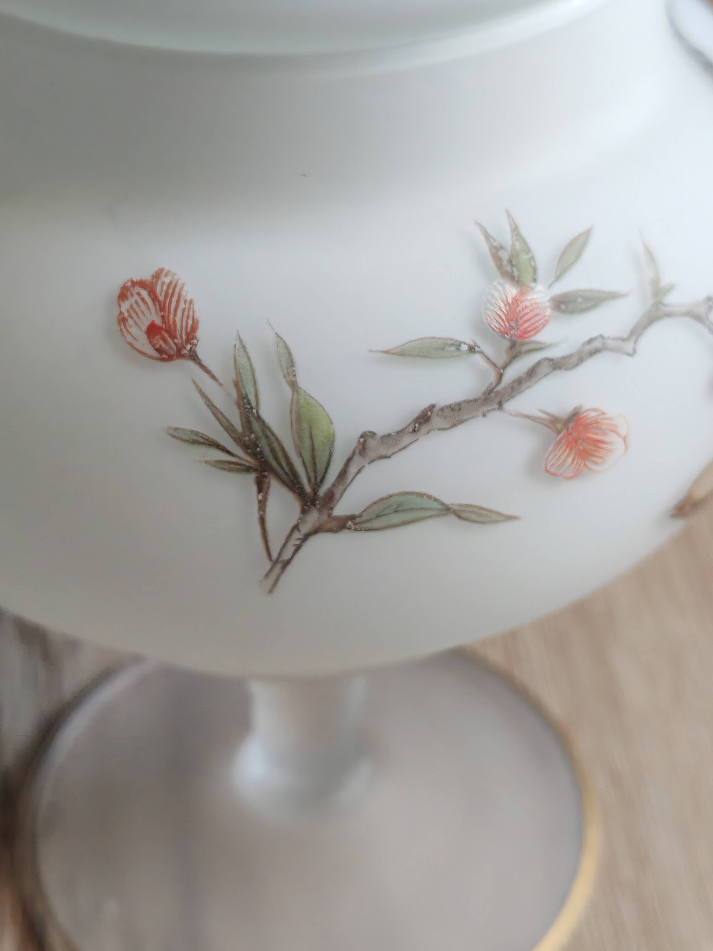 Vintage opaline glass footed bonbonnière