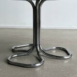 Vintage Italian table in smoked glass and chrome attributed to Giotto Stoppino – 70s design
