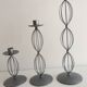 Trio of Candleholders Contemporary Candlesticks Design Metal Old Silver