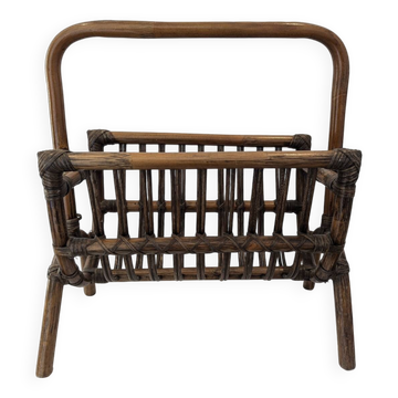 Vintage rattan magazine rack