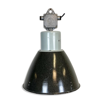 Industrial grey enamel factory lamp, 1960s