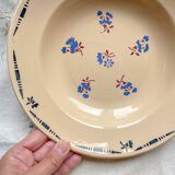6 vintage K&G Luneville "Flore" porcelain soup plates, 1950s, small blue flowers