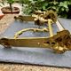 2 brass lion Empire wall sconces
