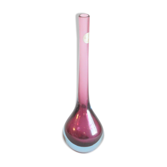 Vase à bourgeons soliflore en verre sommerso violet et bleu, Murano années 1960.