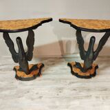 Pair of Italian lacquered and painted consoles
