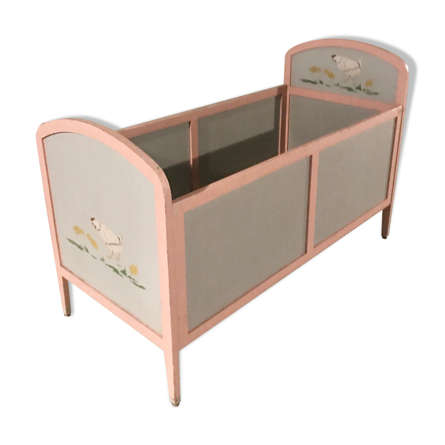 50s painted wood child bed