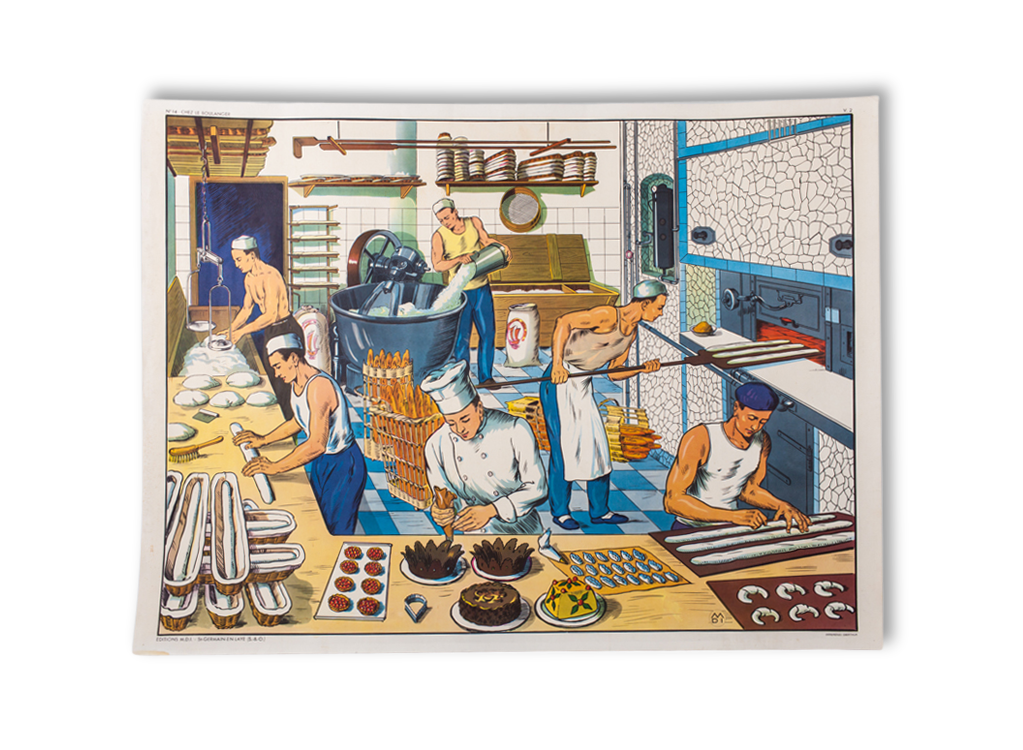 Poster school vintage No. 13 the hairdresser & No. 14 at the Baker - V. 2 - Editions M.D.I