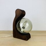 Temde Leucthen brutalist lamp from the 70s, pine and glass globe