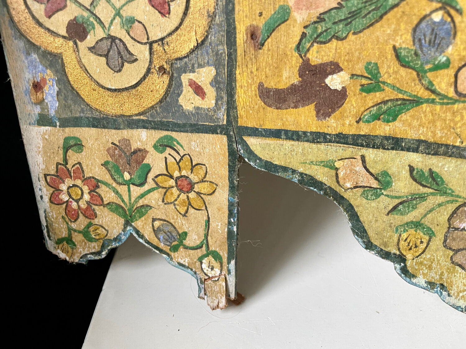 Antique wooden painted frame with flower motifs   88 cm x 47 cm