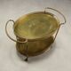 Vintage double-tier brass serving trolley, 1950s design.