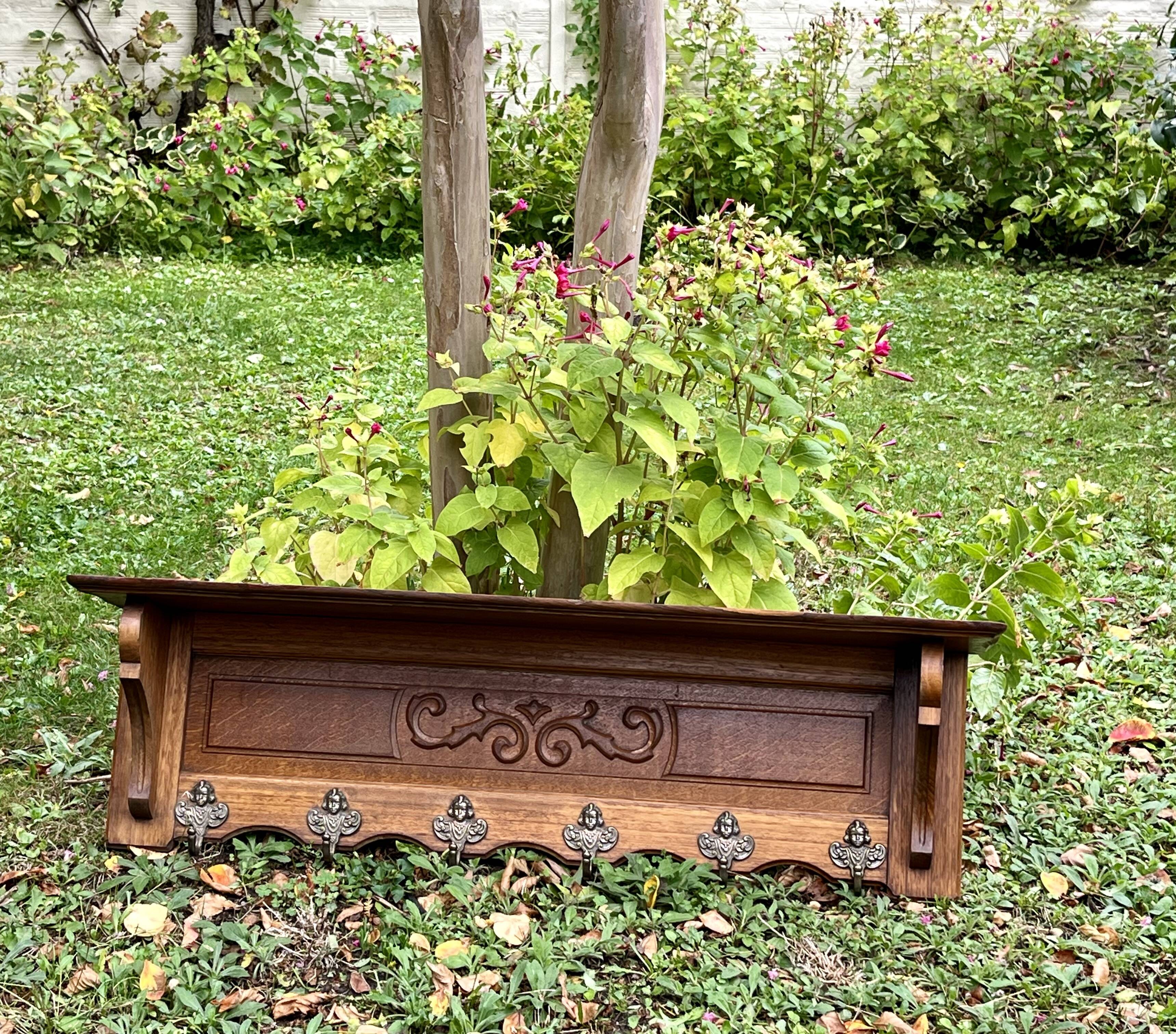 Wall coat rack - 6 hooks - Oak