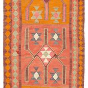 Turkish Handwoven Vintage Herki Kilim 105 cm x 355 cm