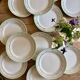 Set of 12 white, mint and gold flat plates, Mosèle de Lunéville